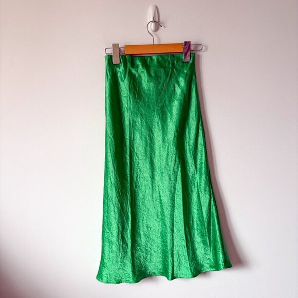 Aritzia Babaton Midi Satin Slip Skirt Glow Green Size 00 - Picture 6 of 10